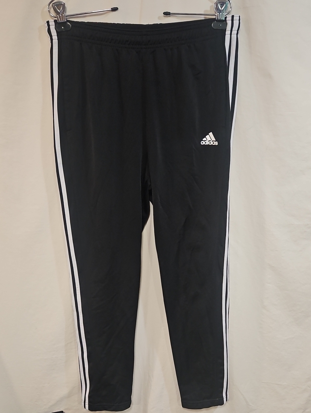 adidas Black Joggers with White Side Stripes and Small Logo